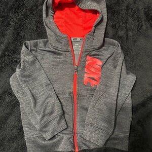 Nike Kids Charcoal and Bright Red Zip-Up Hoodie